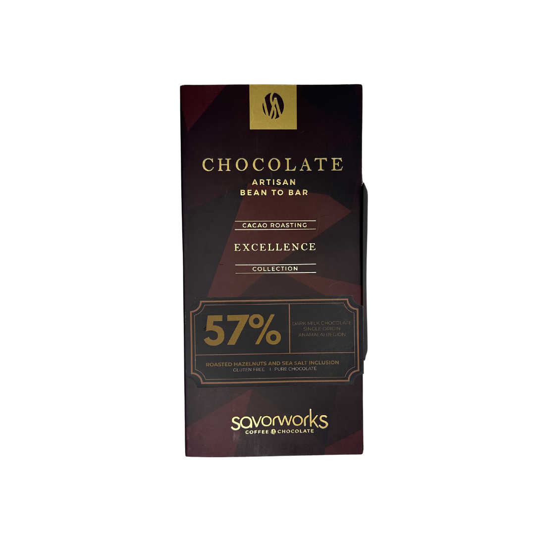 57% Dark Milk Chocolate - Roasted Hazelnut & Sea Salt